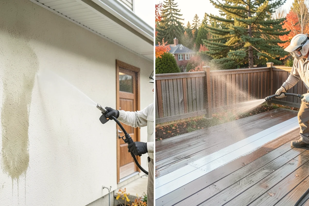 Decorative Concrete Cleaning in La Conner, Skagit County, WA - Clear the patio and inspect the sealer condition