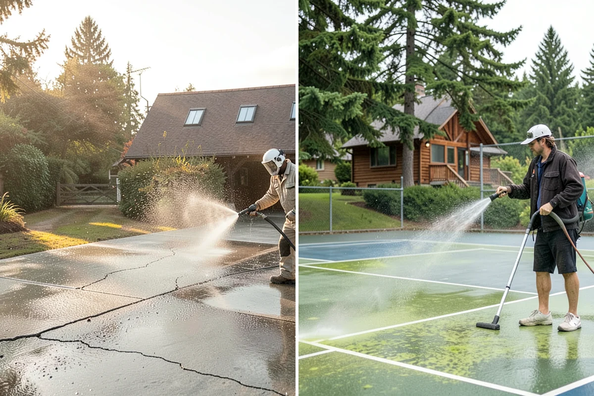 Decorative Concrete Cleaning in Lake Forest Park, King County, WA - Clear the patio and inspect the sealer condition