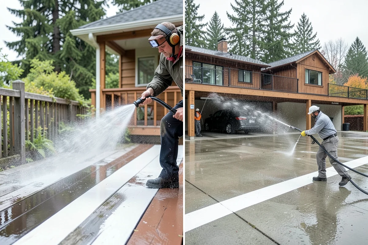Decorative Concrete Cleaning in Lyman, Skagit County, WA - Clear the patio and inspect the sealer condition