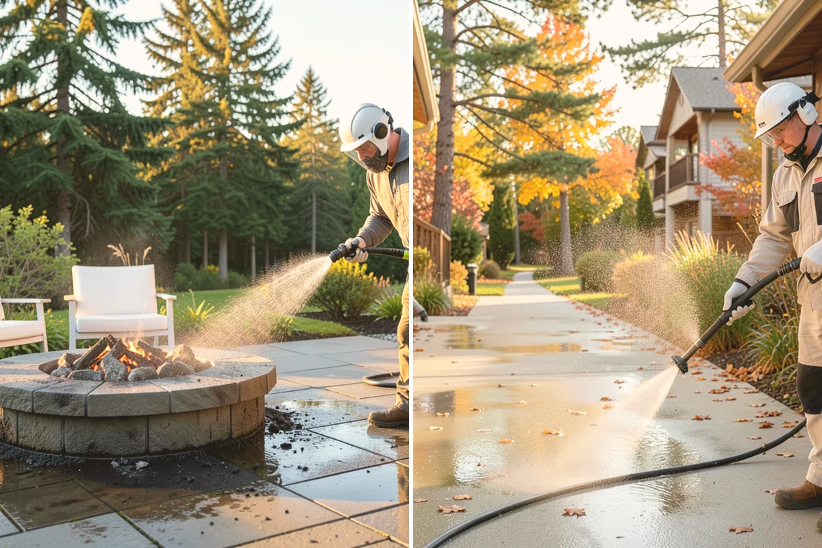 Decorative Concrete Cleaning in Lynnwood, Snohomish County, WA - Clear the patio and inspect the sealer condition