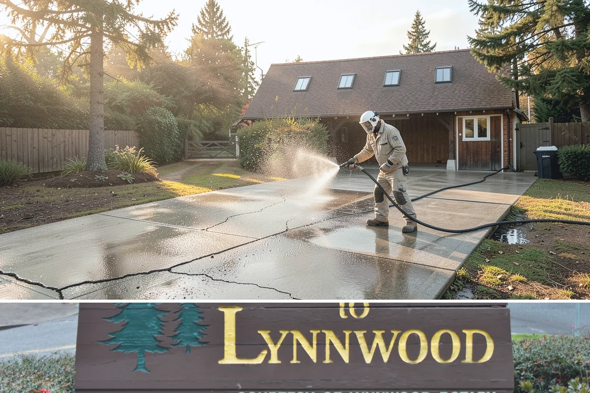 Decorative Concrete Cleaning in Lynnwood, Snohomish County, WA - Decorative concrete cleans and reseals best in dry summer weather for proper sealer cure.