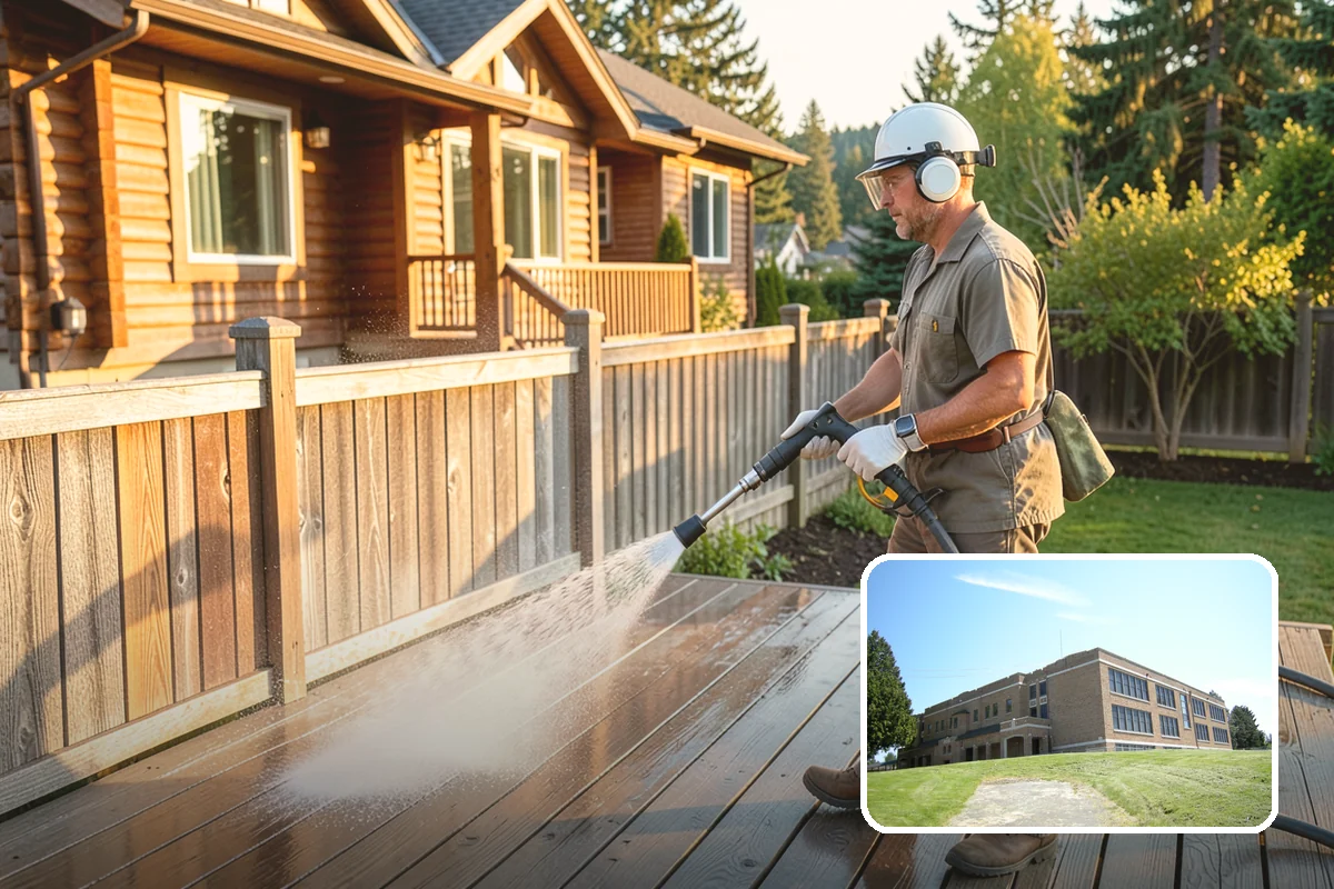 Decorative Concrete Cleaning in Maple Valley, King County, WA - Preserves integral color and stamped detail