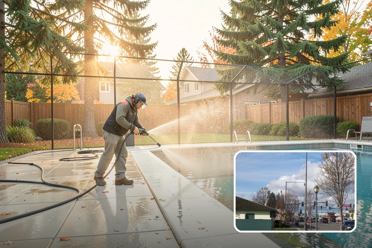 Decorative Concrete Cleaning in Marysville, Snohomish County, WA - Preserves integral color and stamped detail