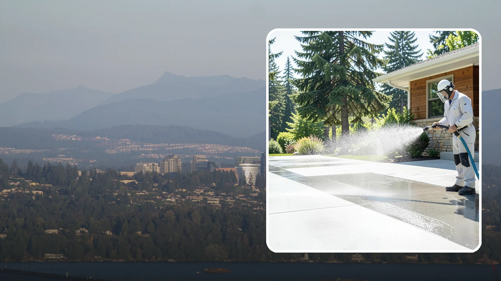 Decorative Concrete Cleaning in Medina, King County, WA - Clean stamped and decorative concrete patios without stripping their color or protective sealer.