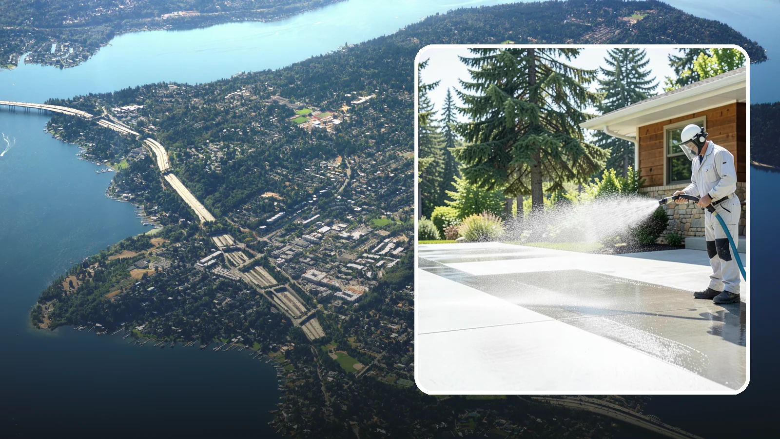 Decorative Concrete Cleaning in Mercer Island, King County, WA - Clean stamped and decorative concrete patios without stripping their color or protective sealer.