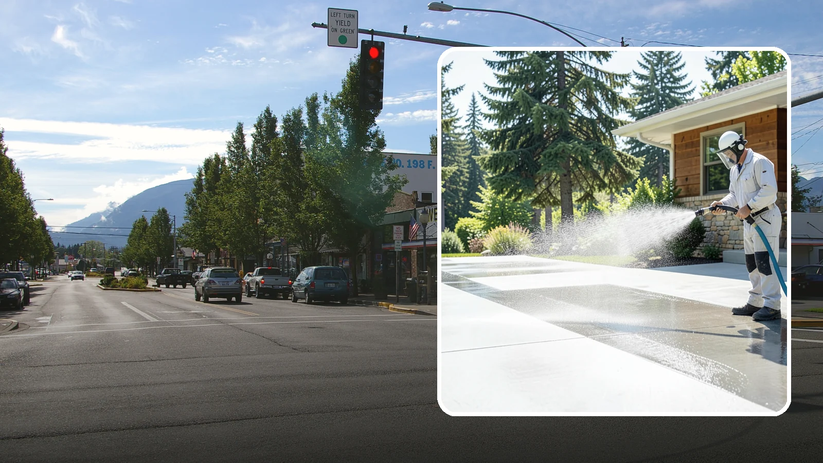 Decorative Concrete Cleaning in North Bend, King County, WA - Clean stamped and decorative concrete patios without stripping their color or protective sealer.