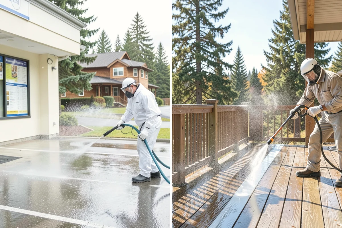 Decorative Concrete Cleaning in North Bend, King County, WA - Clear the patio and inspect the sealer condition