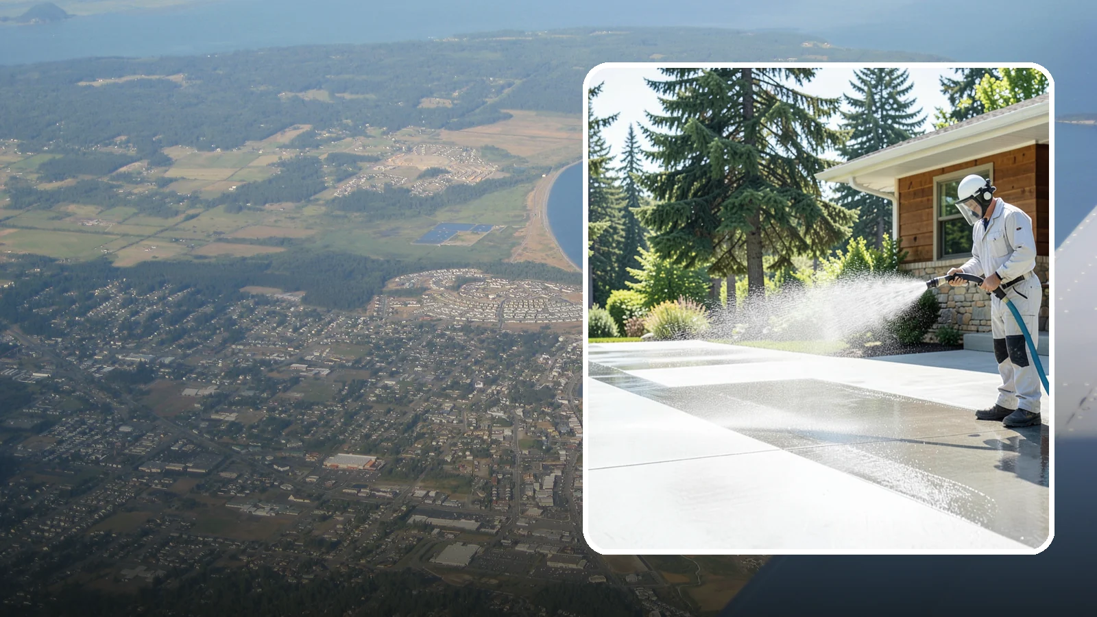 Decorative Concrete Cleaning in Oak Harbor, Island County, WA - Clean stamped and decorative concrete patios without stripping their color or protective sealer.