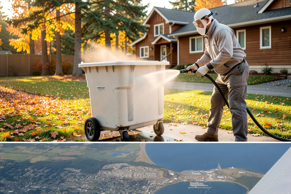 Decorative Concrete Cleaning in Oak Harbor, Island County, WA - Decorative concrete cleans and reseals best in dry summer weather for proper sealer cure.