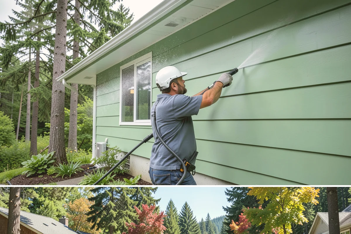 Decorative Concrete Cleaning in Orting, Pierce County, WA - Decorative concrete cleans and reseals best in dry summer weather for proper sealer cure.