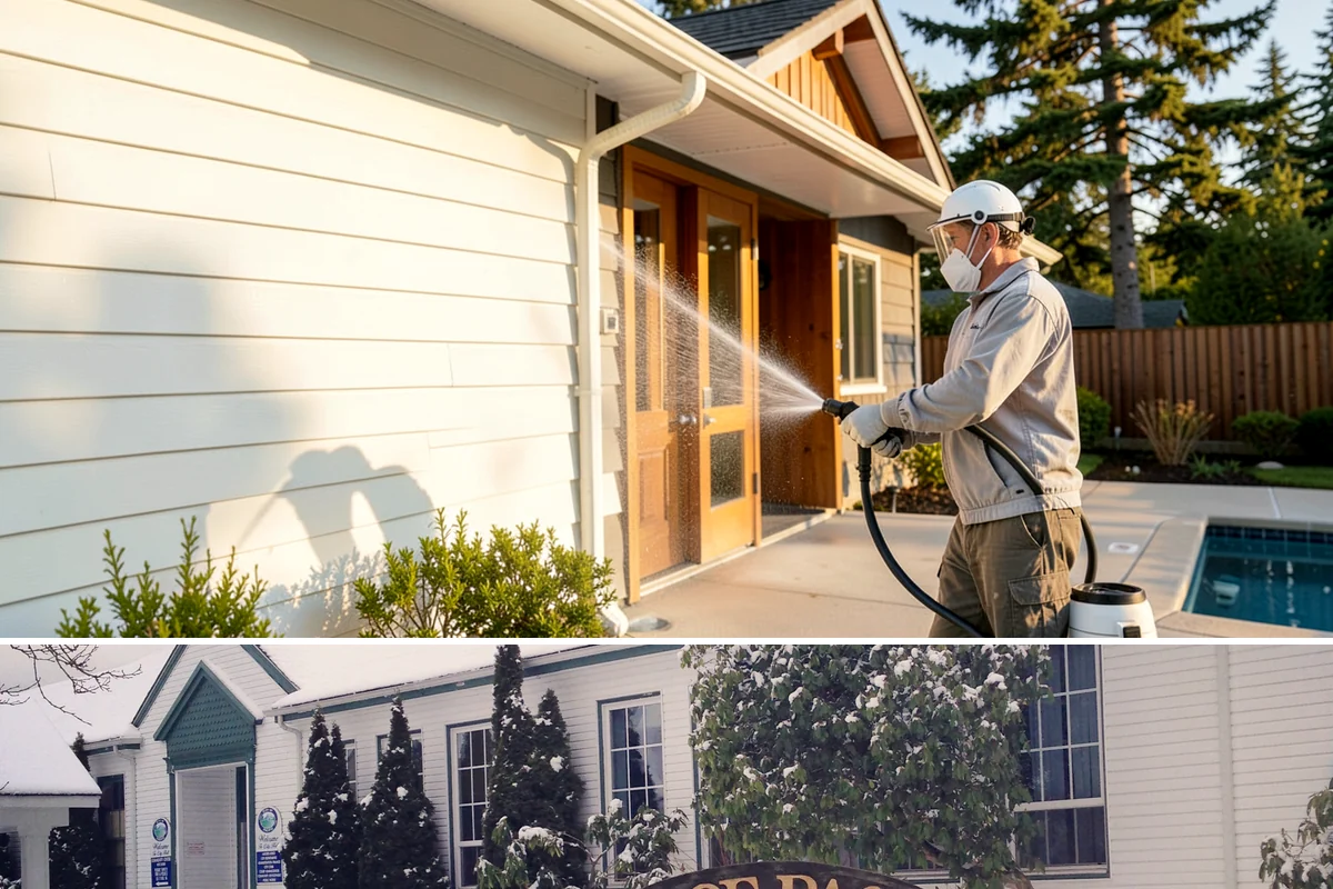 Decorative Concrete Cleaning in Pacific, King County, WA - Decorative concrete cleans and reseals best in dry summer weather for proper sealer cure.