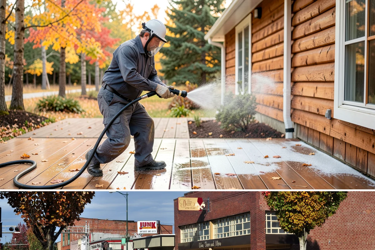 Decorative Concrete Cleaning in Puyallup, Pierce County, WA - Decorative concrete cleans and reseals best in dry summer weather for proper sealer cure.