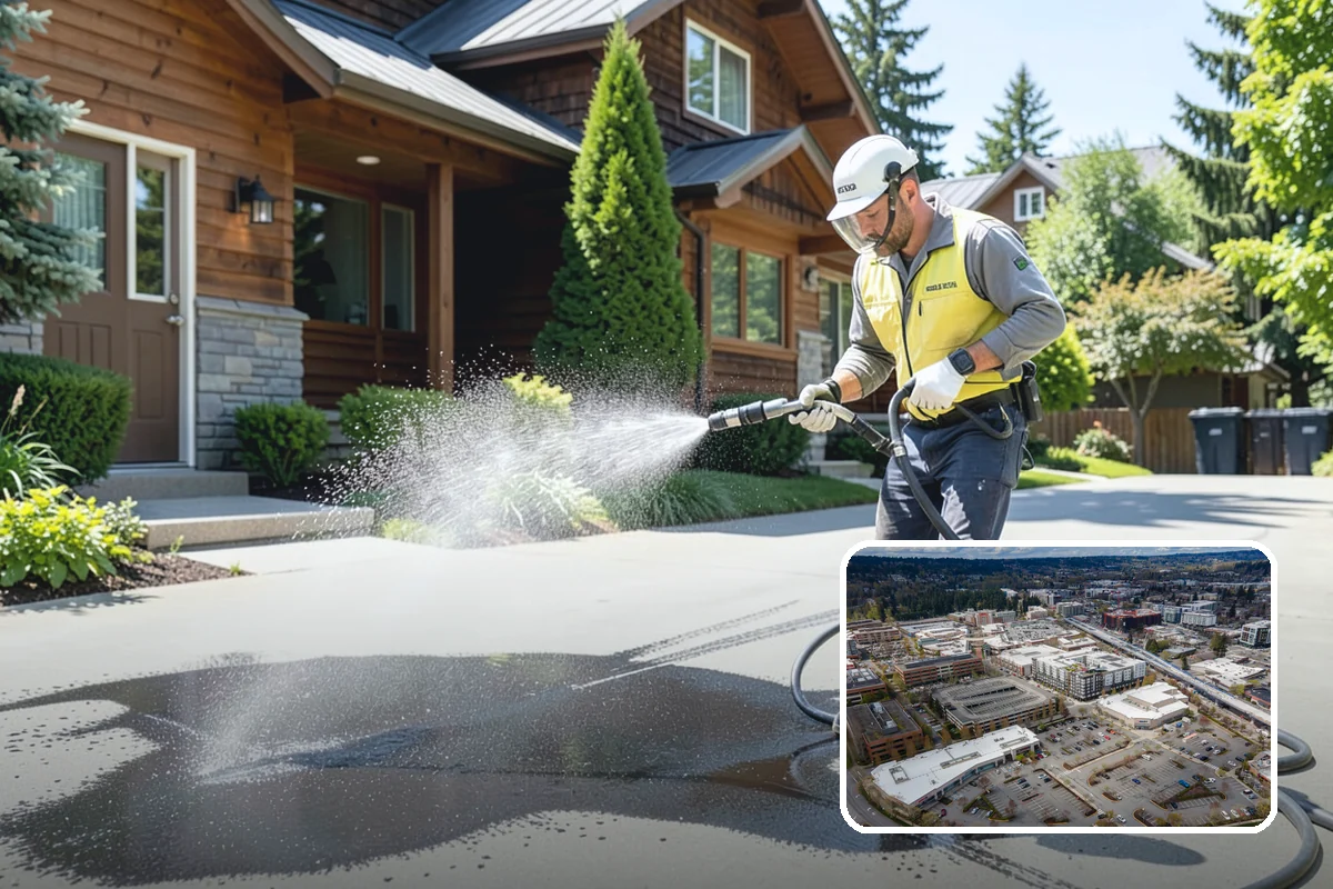 Decorative Concrete Cleaning in Redmond, King County, WA - Preserves integral color and stamped detail