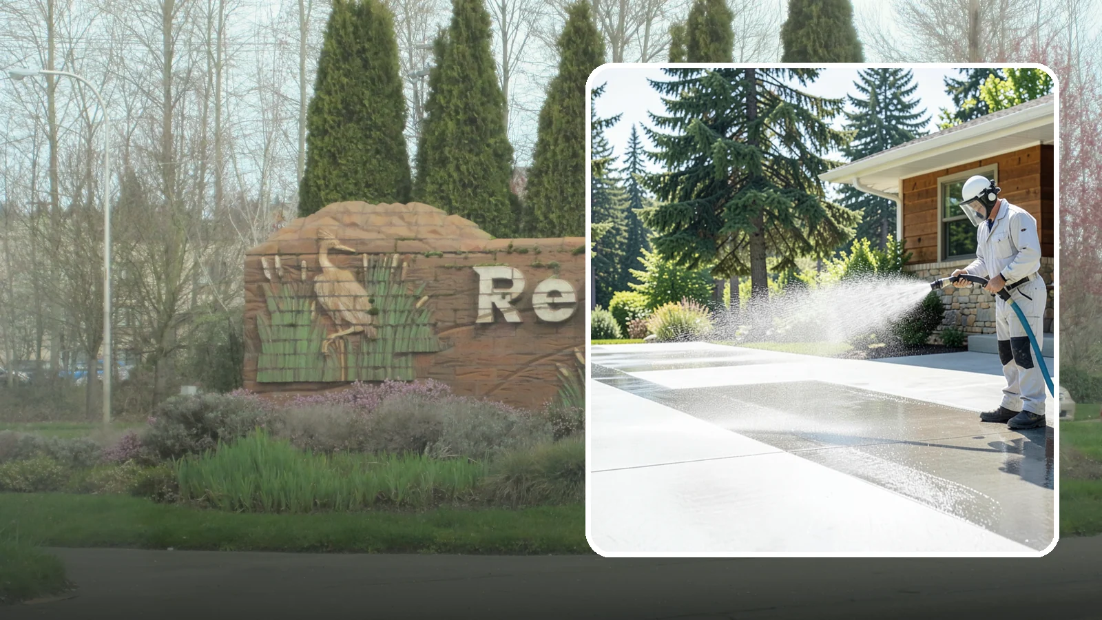 Decorative Concrete Cleaning in Renton, King County, WA - Clean stamped and decorative concrete patios without stripping their color or protective sealer.