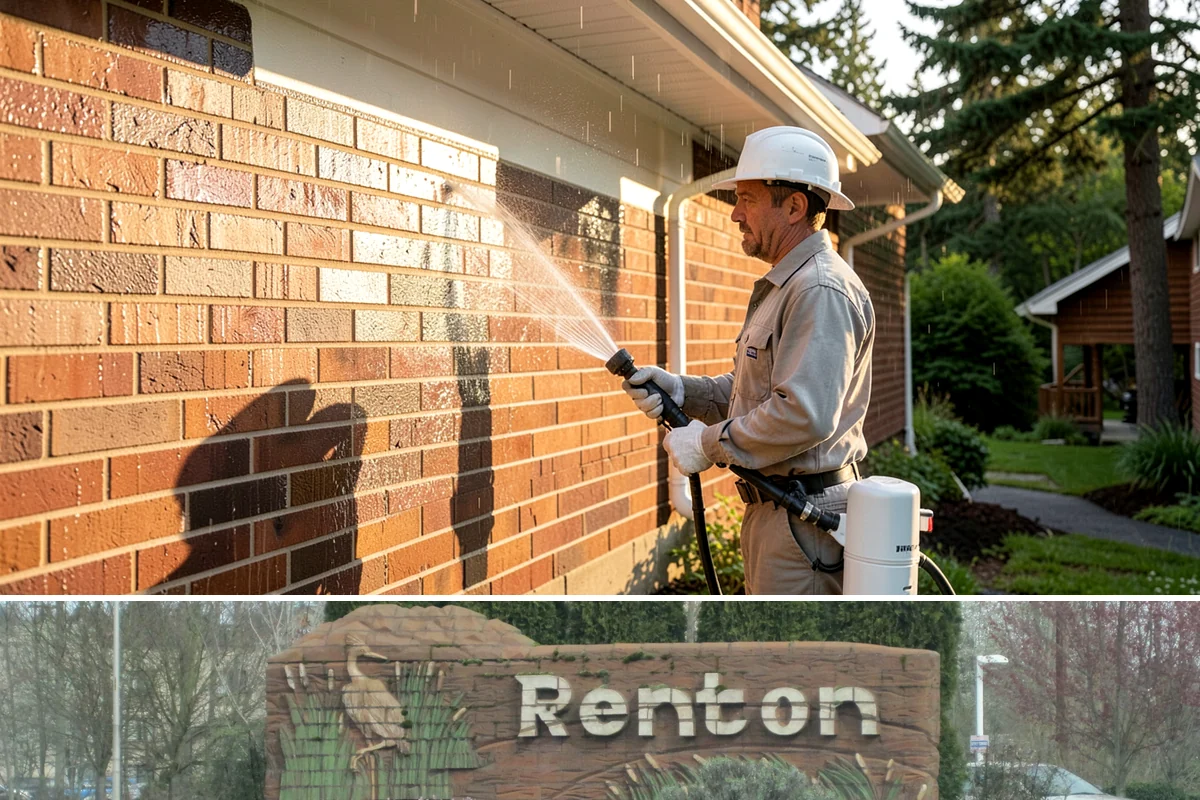 Decorative Concrete Cleaning in Renton, King County, WA - Decorative concrete cleans and reseals best in dry summer weather for proper sealer cure.