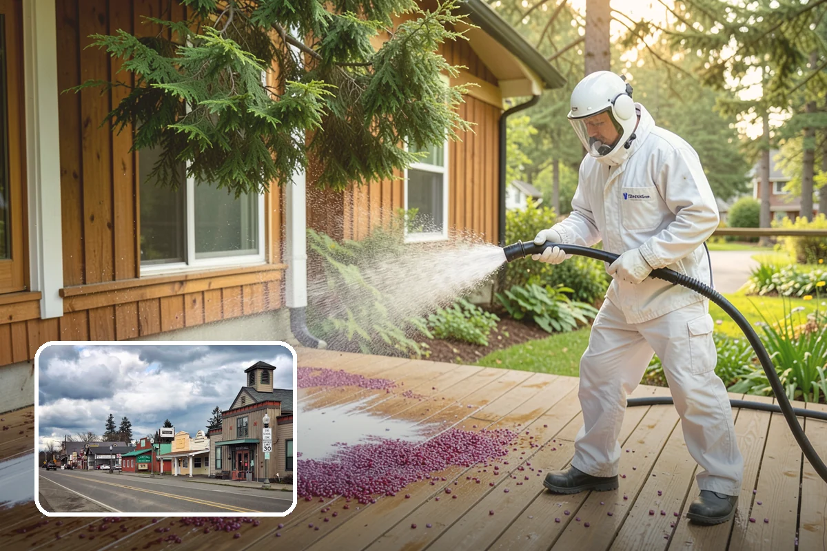 Decorative Concrete Cleaning in Roy, Pierce County, WA - Preserves integral color and stamped detail