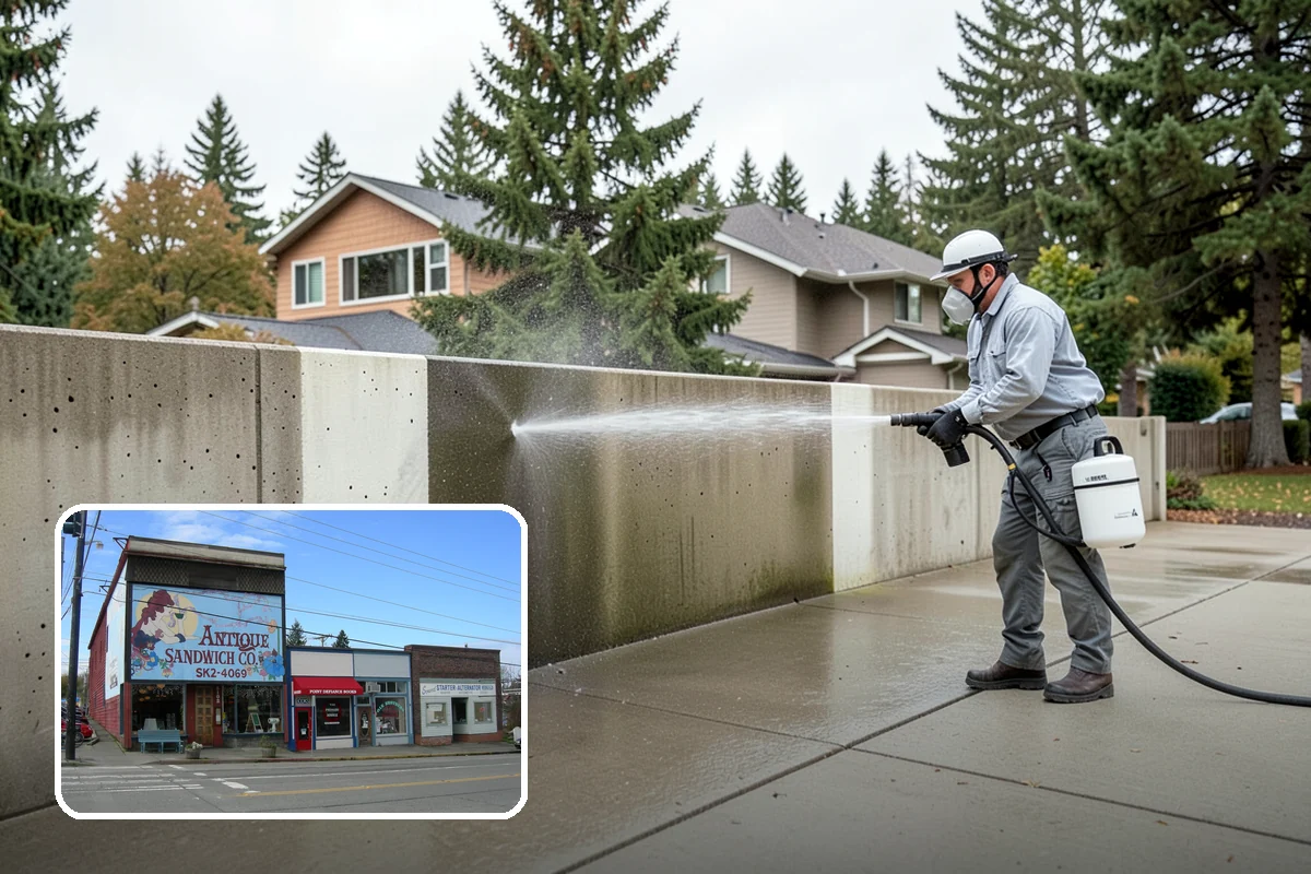 Decorative Concrete Cleaning in Ruston, Pierce County, WA - Preserves integral color and stamped detail
