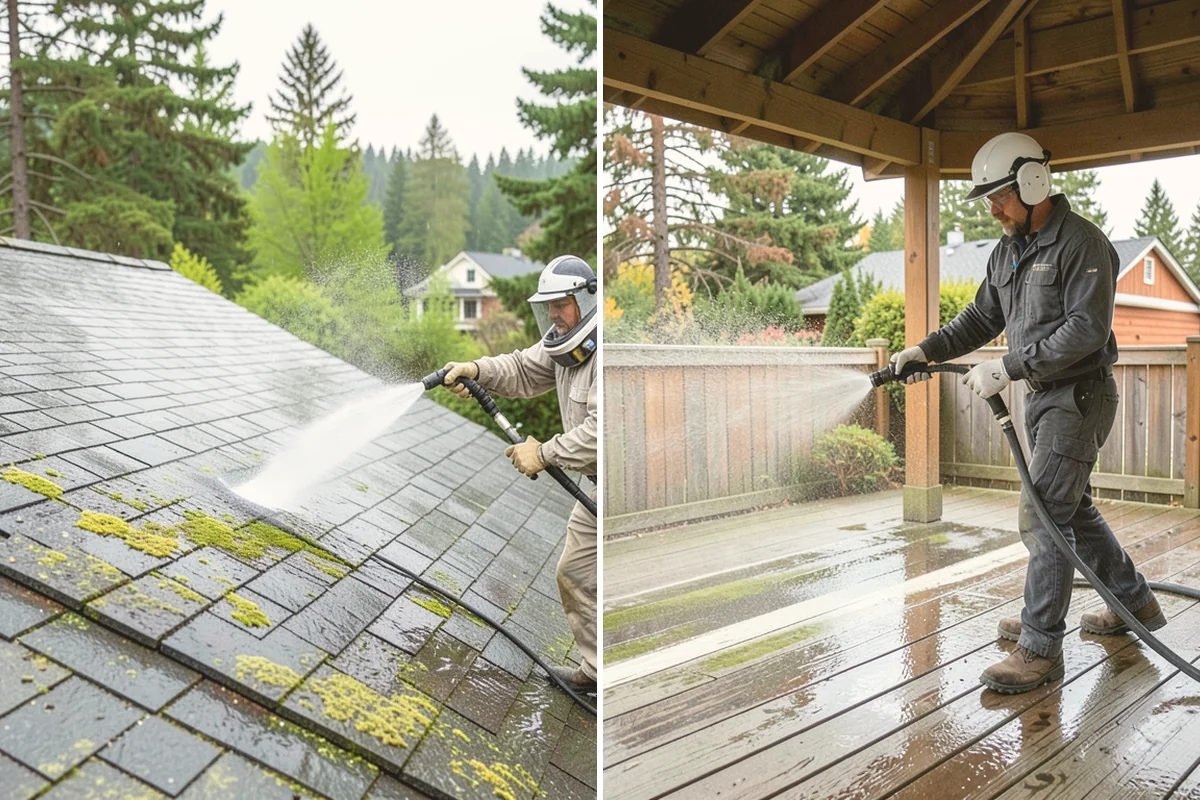 Decorative Concrete Cleaning in Sammamish, King County, WA - Clear the patio and inspect the sealer condition