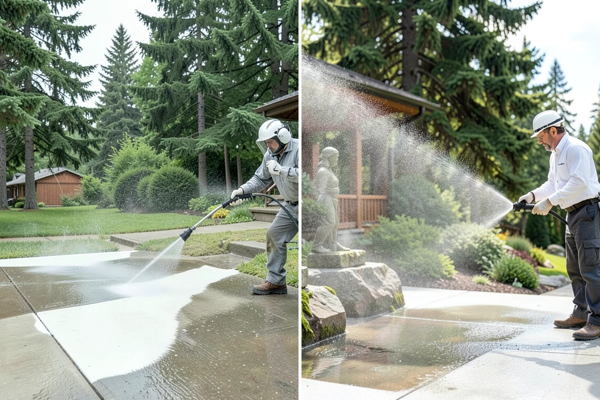 Decorative Concrete Cleaning in SeaTac, King County, WA - Clear the patio and inspect the sealer condition