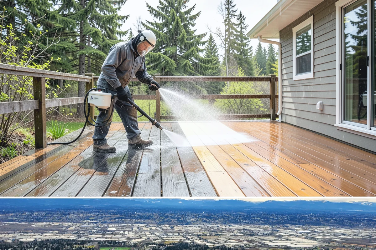 Decorative Concrete Cleaning in SeaTac, King County, WA - Decorative concrete cleans and reseals best in dry summer weather for proper sealer cure.