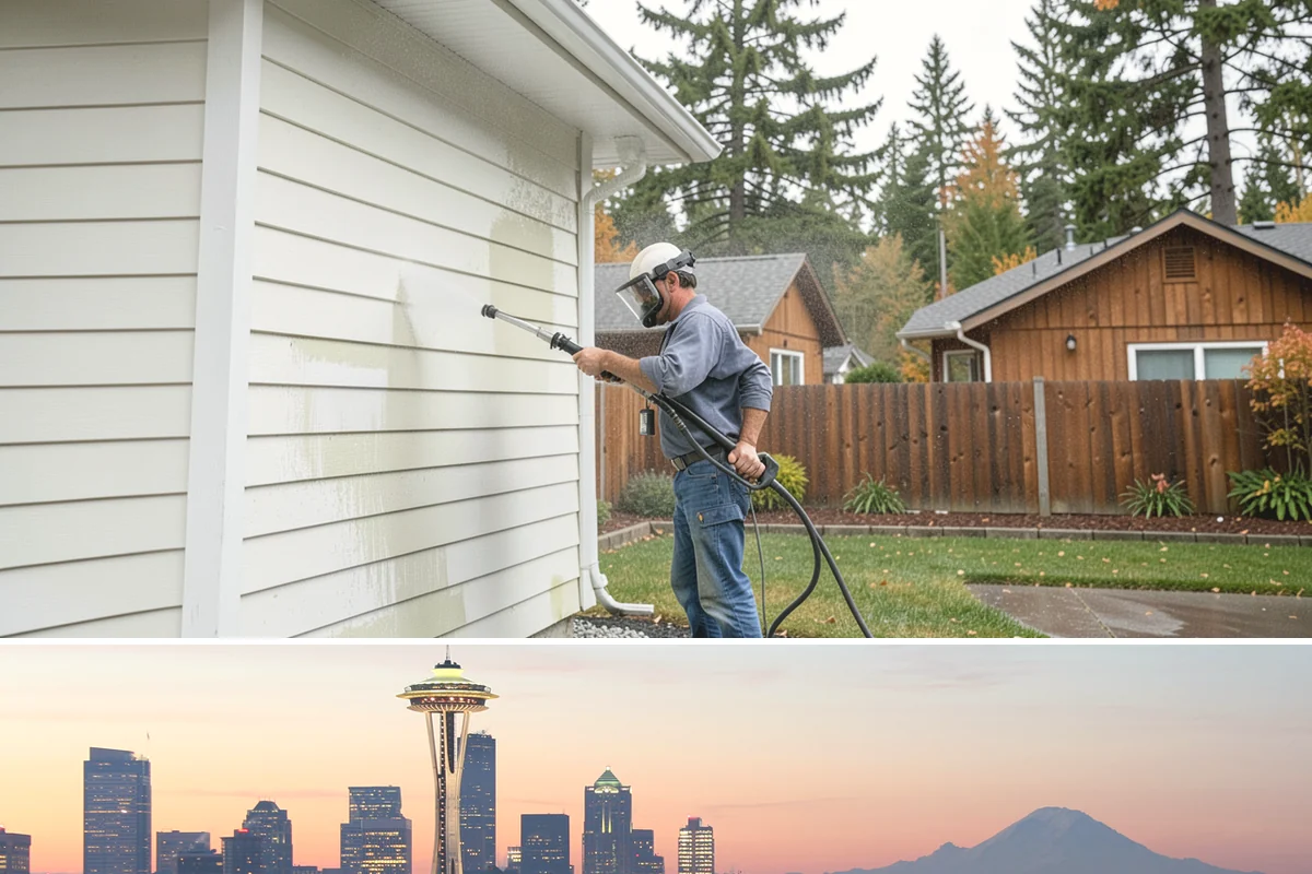 Decorative Concrete Cleaning in Seattle, King County, WA - Decorative concrete cleans and reseals best in dry summer weather for proper sealer cure.