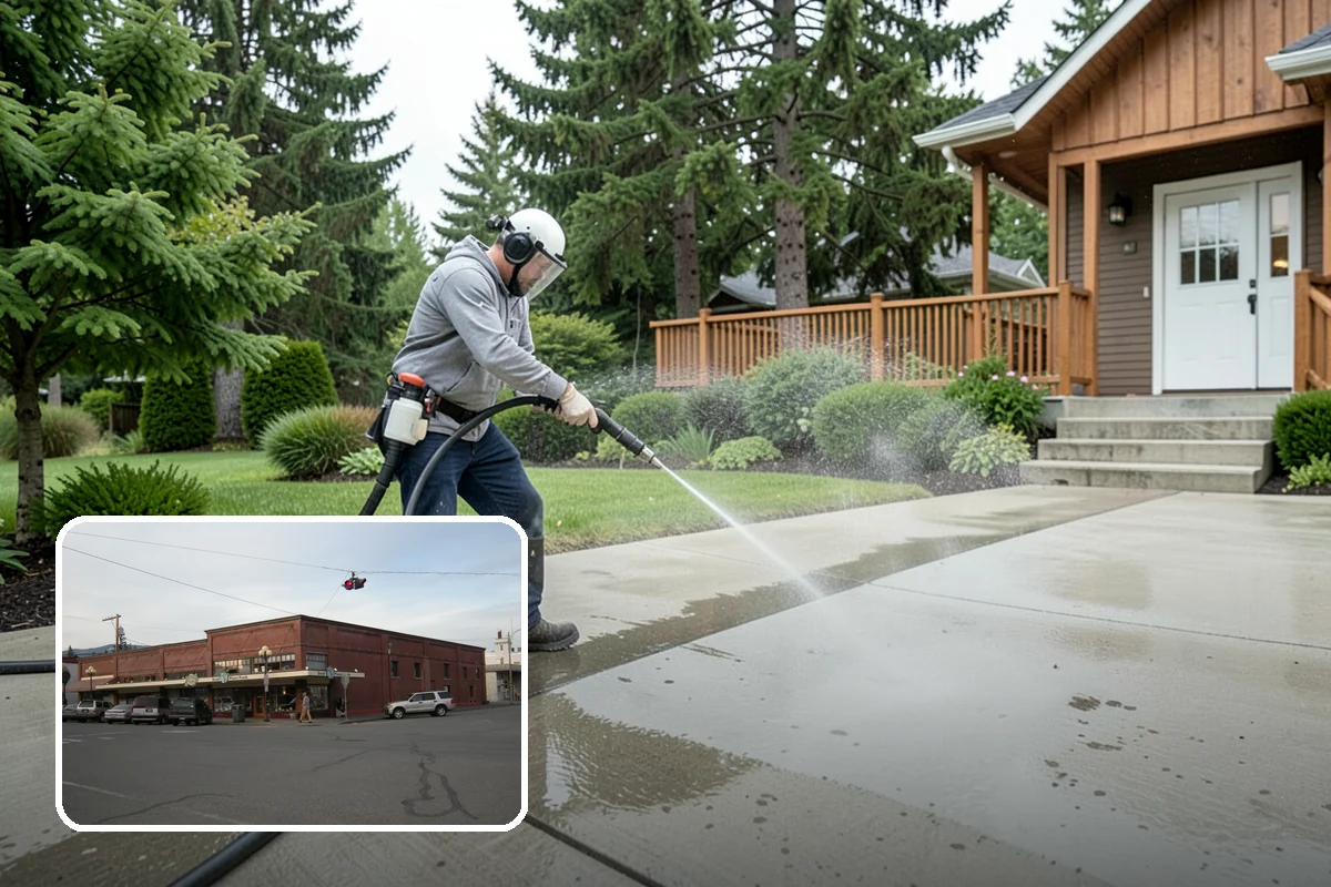 Decorative Concrete Cleaning in Sedro-Woolley, Skagit County, WA - Preserves integral color and stamped detail