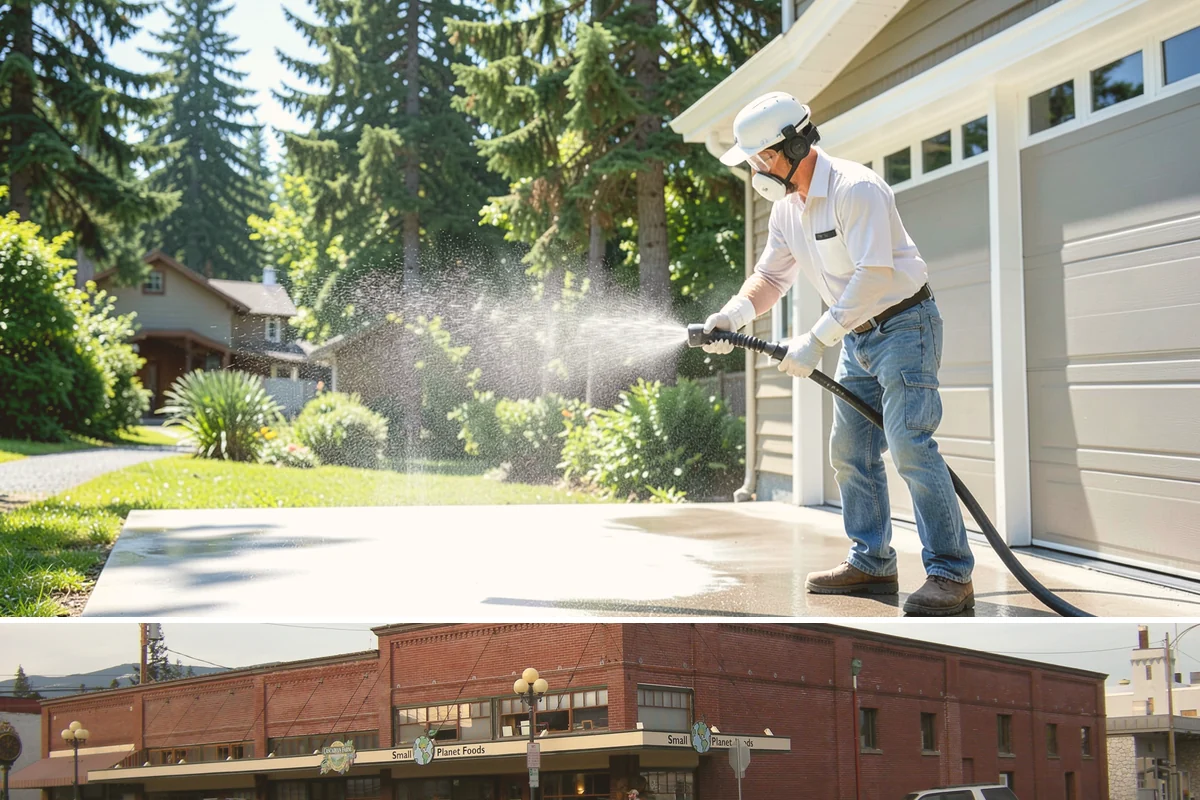 Decorative Concrete Cleaning in Sedro-Woolley, Skagit County, WA - Decorative concrete cleans and reseals best in dry summer weather for proper sealer cure.