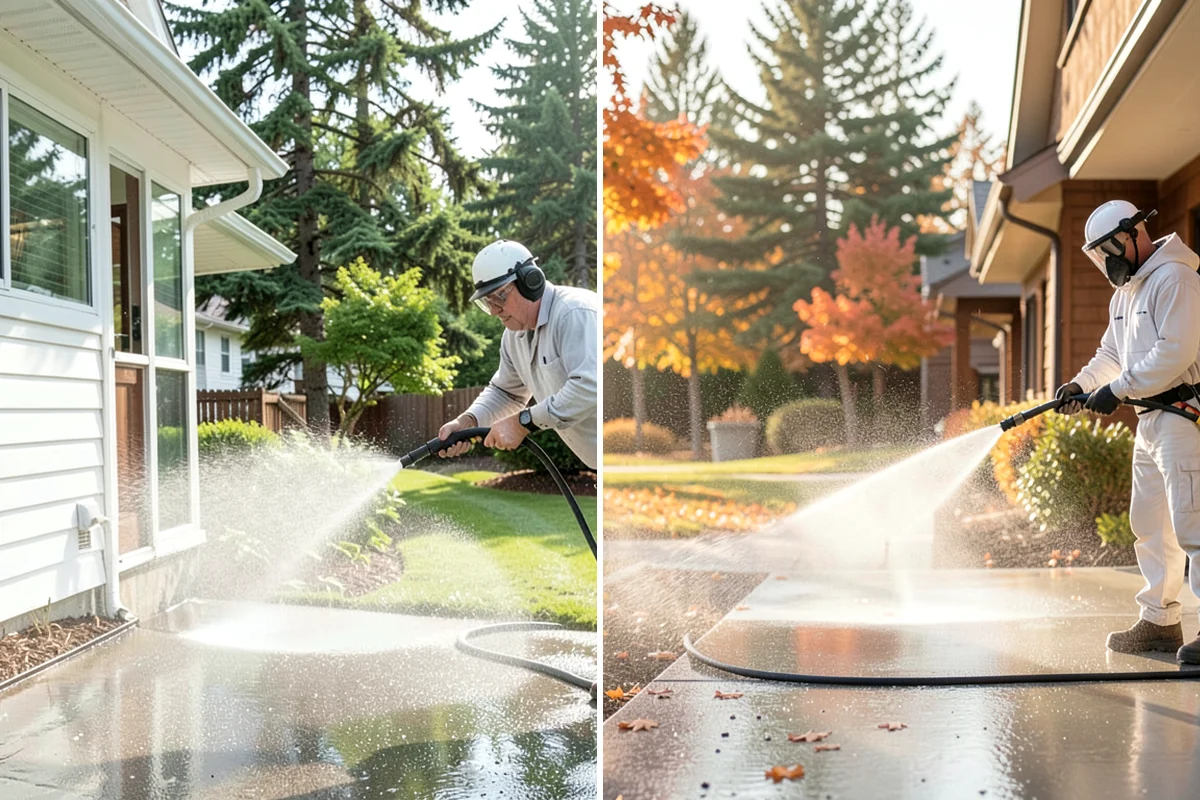 Decorative Concrete Cleaning in Snoqualmie, King County, WA - Clear the patio and inspect the sealer condition