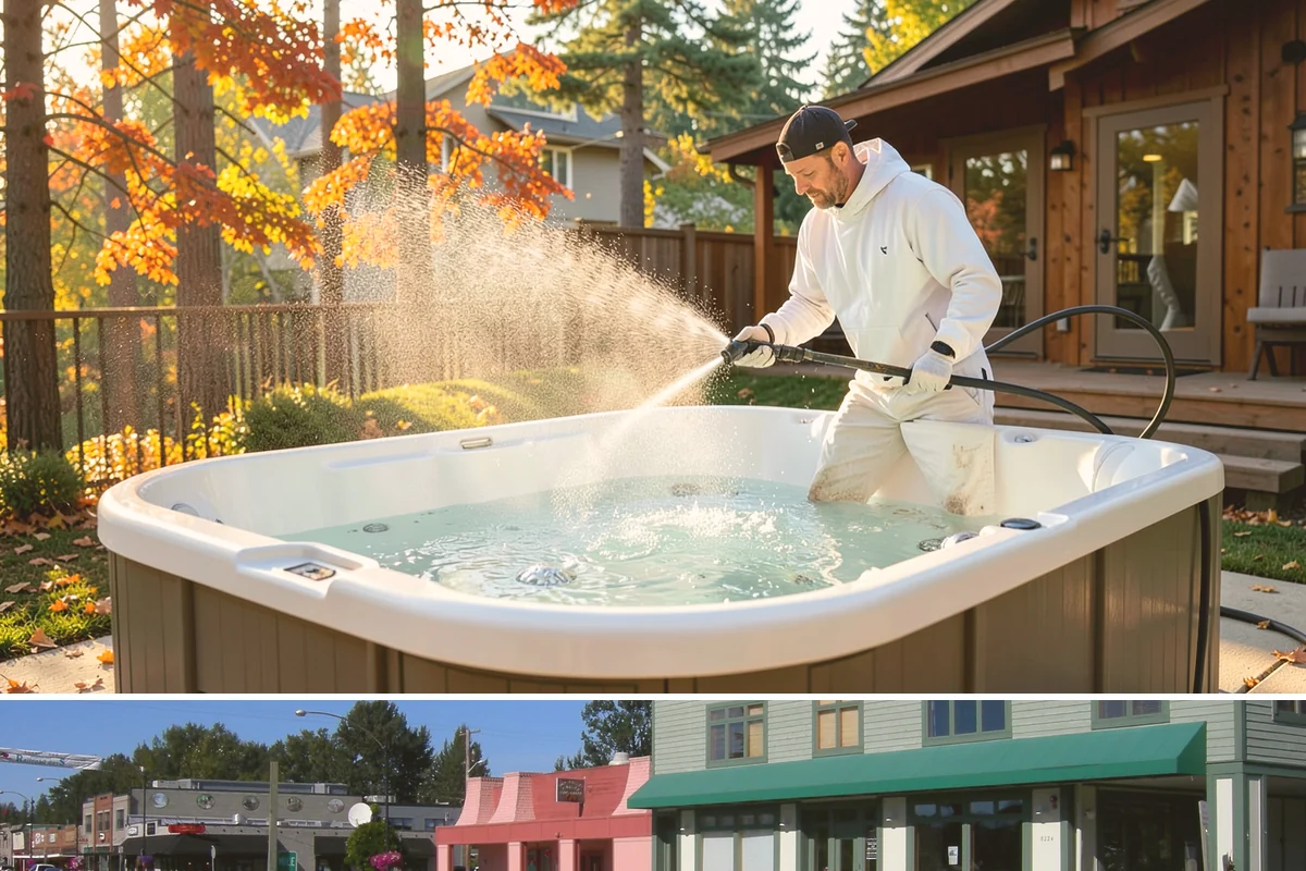 Decorative Concrete Cleaning in Snoqualmie, King County, WA - Decorative concrete cleans and reseals best in dry summer weather for proper sealer cure.