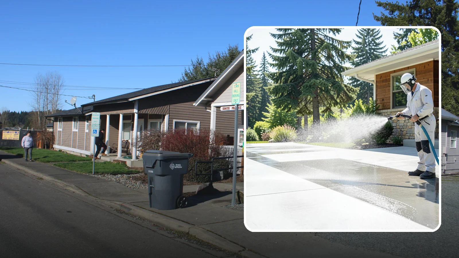 Decorative Concrete Cleaning in South Prairie, Pierce County, WA - Clean stamped and decorative concrete patios without stripping their color or protective sealer.