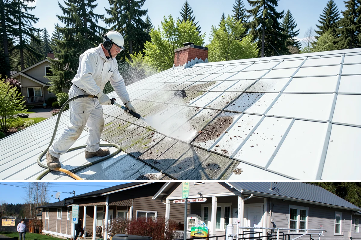 Decorative Concrete Cleaning in South Prairie, Pierce County, WA - Decorative concrete cleans and reseals best in dry summer weather for proper sealer cure.