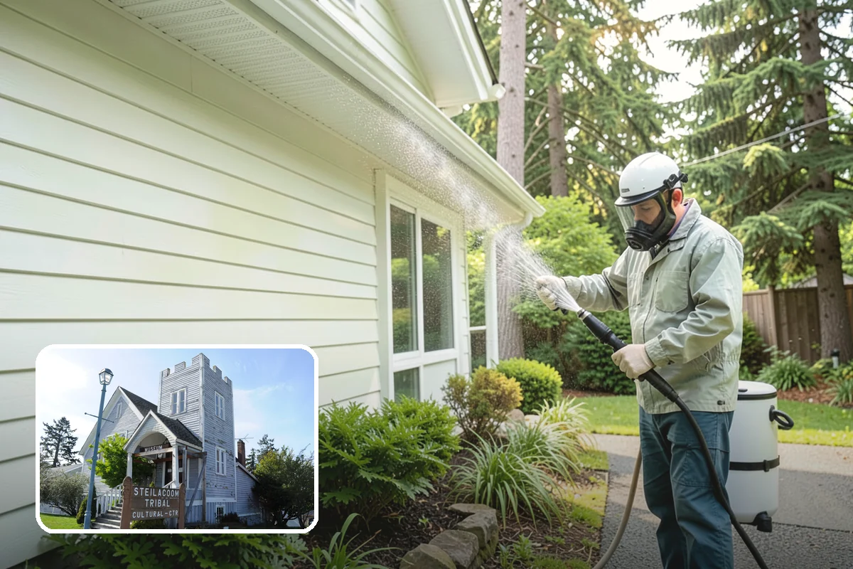 Decorative Concrete Cleaning in Steilacoom, Pierce County, WA - Preserves integral color and stamped detail