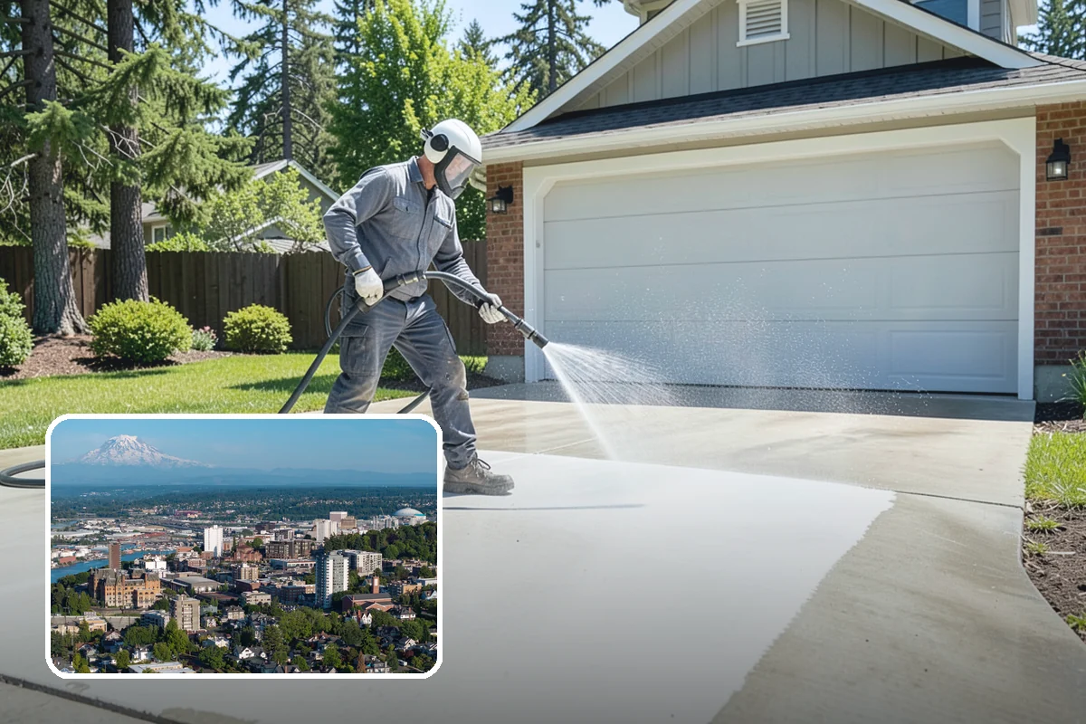 Decorative Concrete Cleaning in Tacoma, Pierce County, WA - Preserves integral color and stamped detail