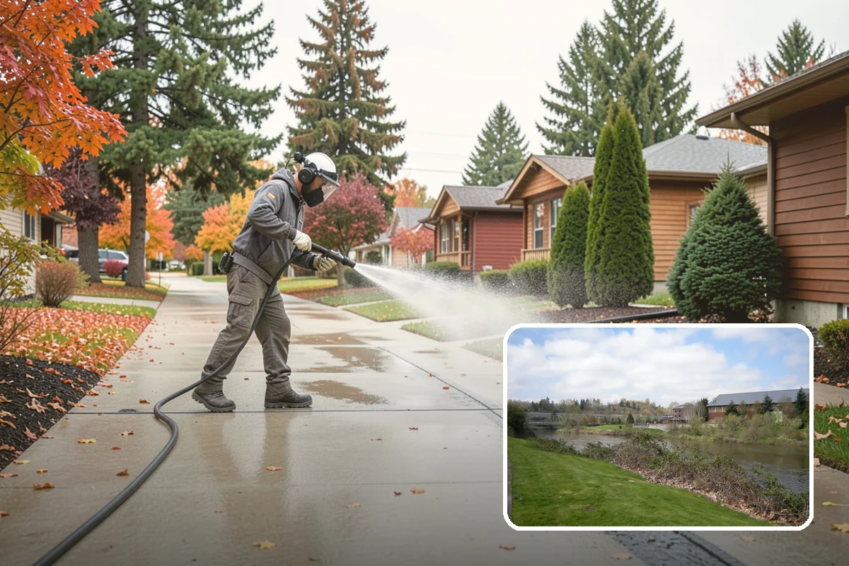 Decorative Concrete Cleaning in Tukwila, King County, WA - Preserves integral color and stamped detail