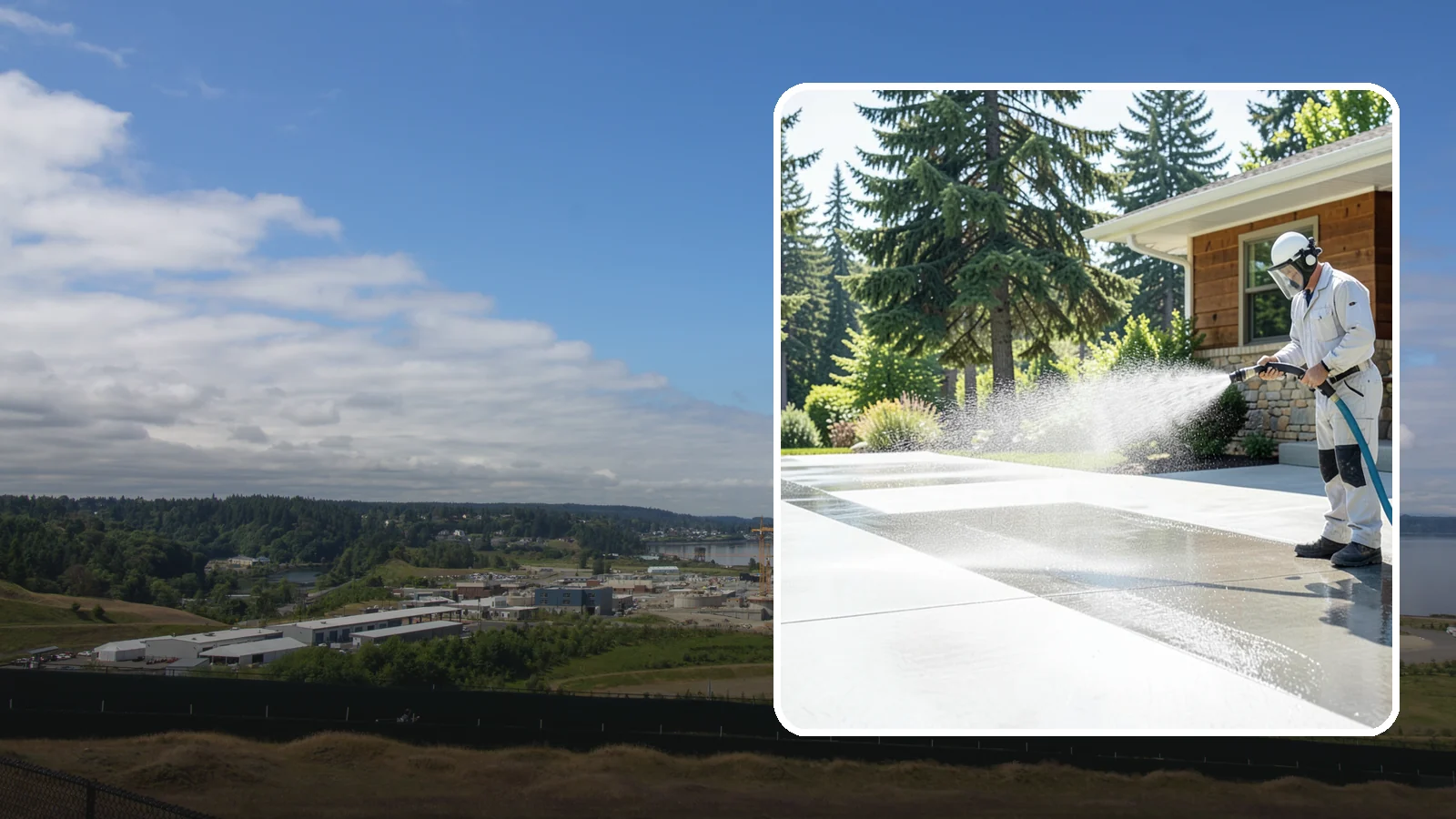 Decorative Concrete Cleaning in University Place, Pierce County, WA - Clean stamped and decorative concrete patios without stripping their color or protective sealer.