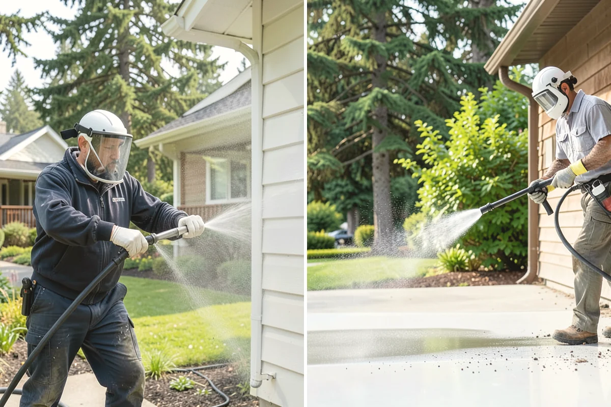 Decorative Concrete Cleaning in University Place, Pierce County, WA - Clear the patio and inspect the sealer condition