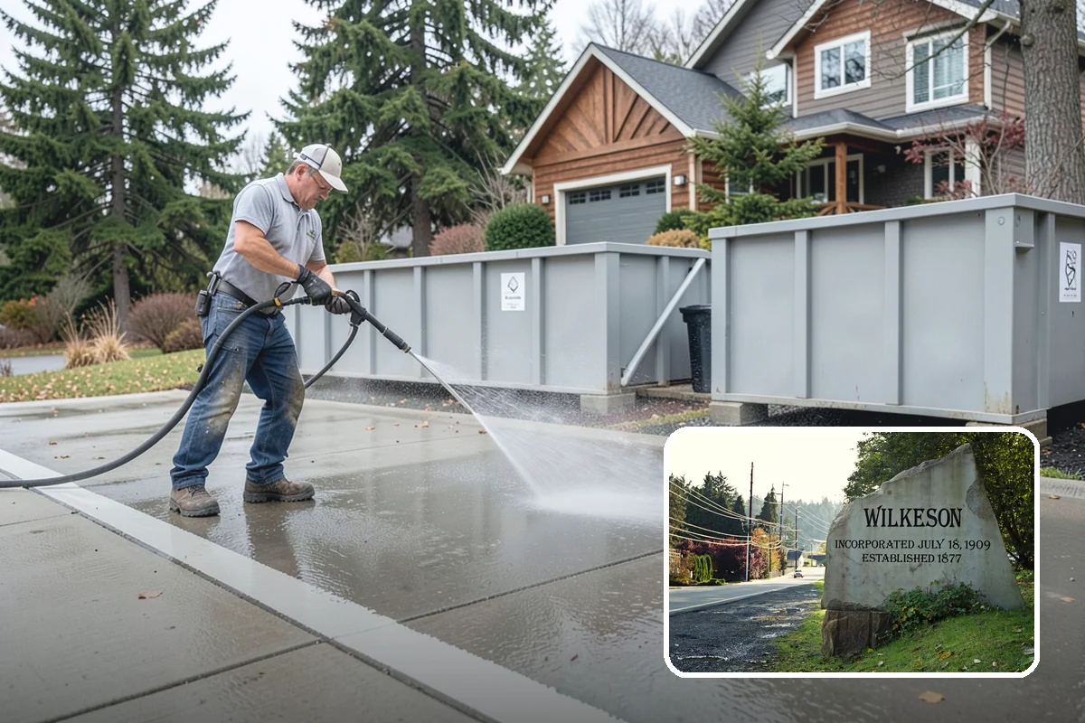 Decorative Concrete Cleaning in Wilkeson, Pierce County, WA - Preserves integral color and stamped detail