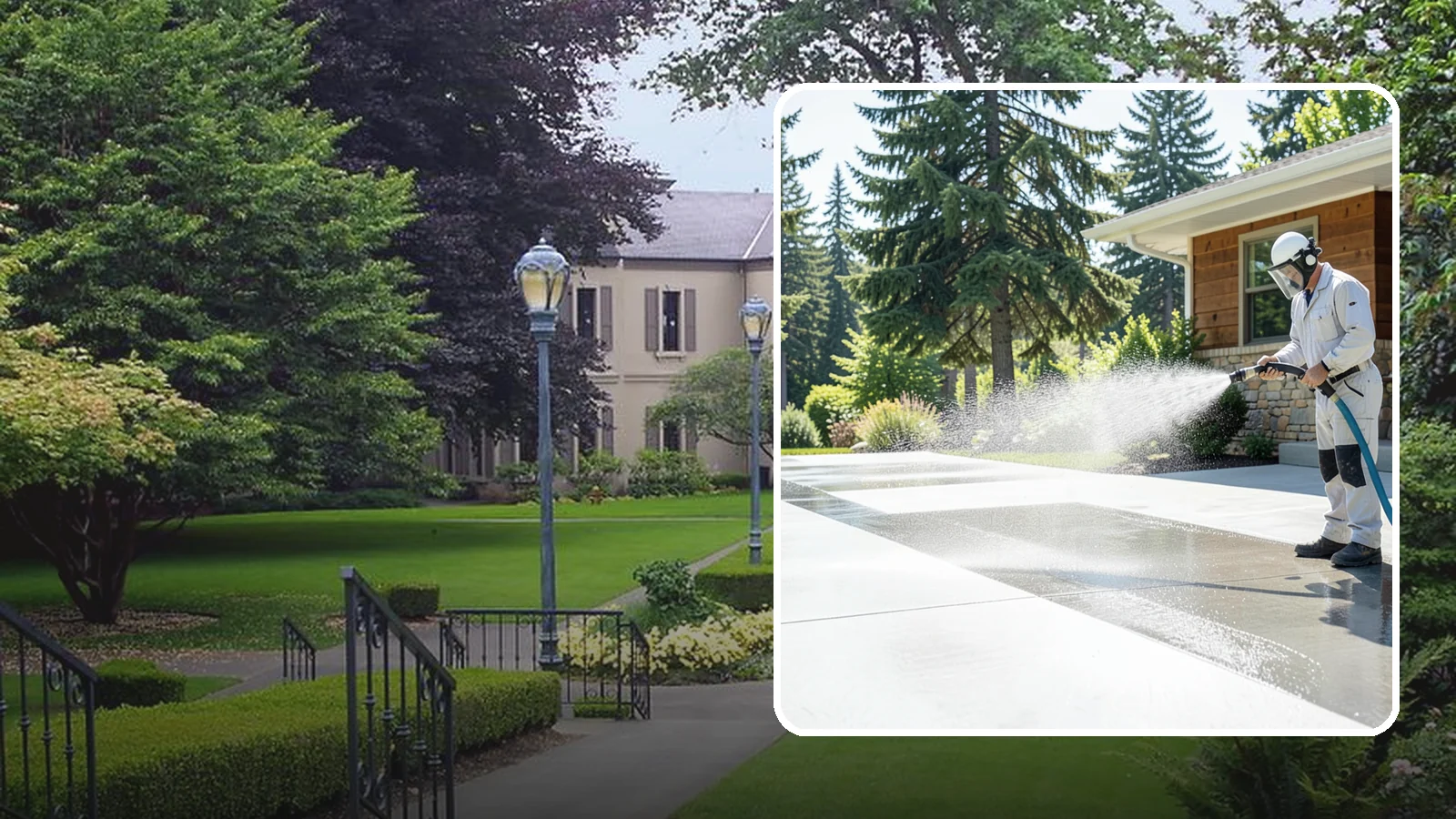 Decorative Concrete Cleaning in Woodinville, King County, WA - Clean stamped and decorative concrete patios without stripping their color or protective sealer.