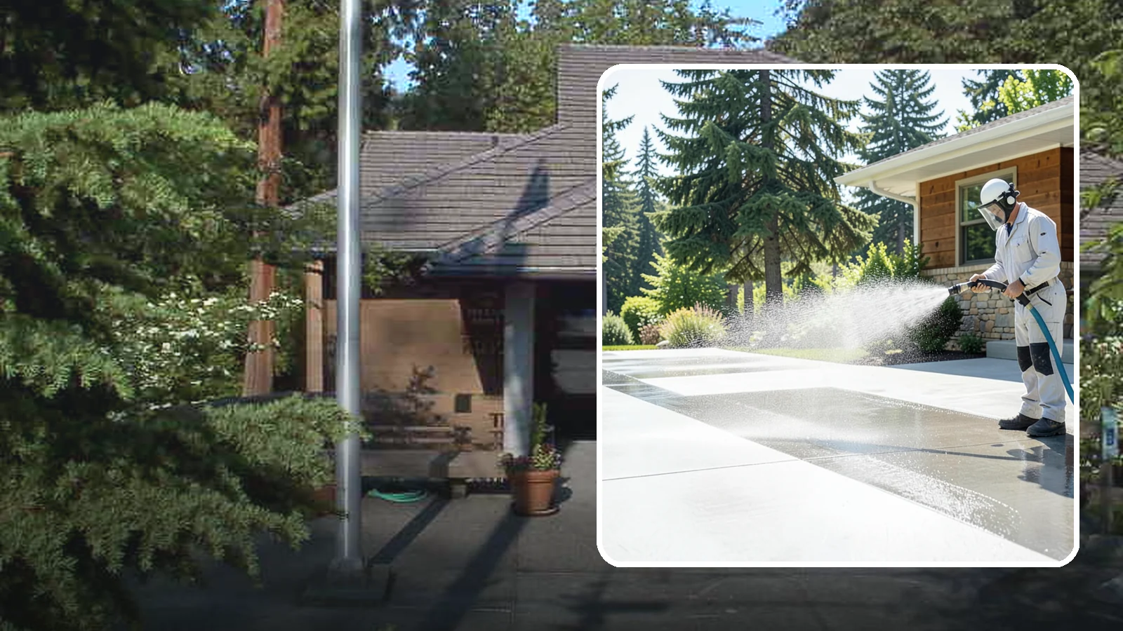 Decorative Concrete Cleaning in Yarrow Point, King County, WA - Clean stamped and decorative concrete patios without stripping their color or protective sealer.