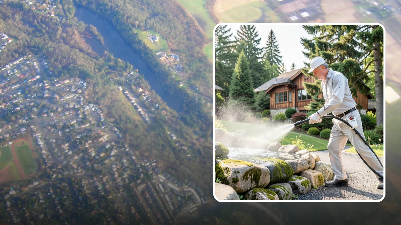 Decorative Rock Cleaning in Algona, King County, WA - We clean decorative and landscape rock in Washington to wash out algae, mud, and organic buildup between the stones.