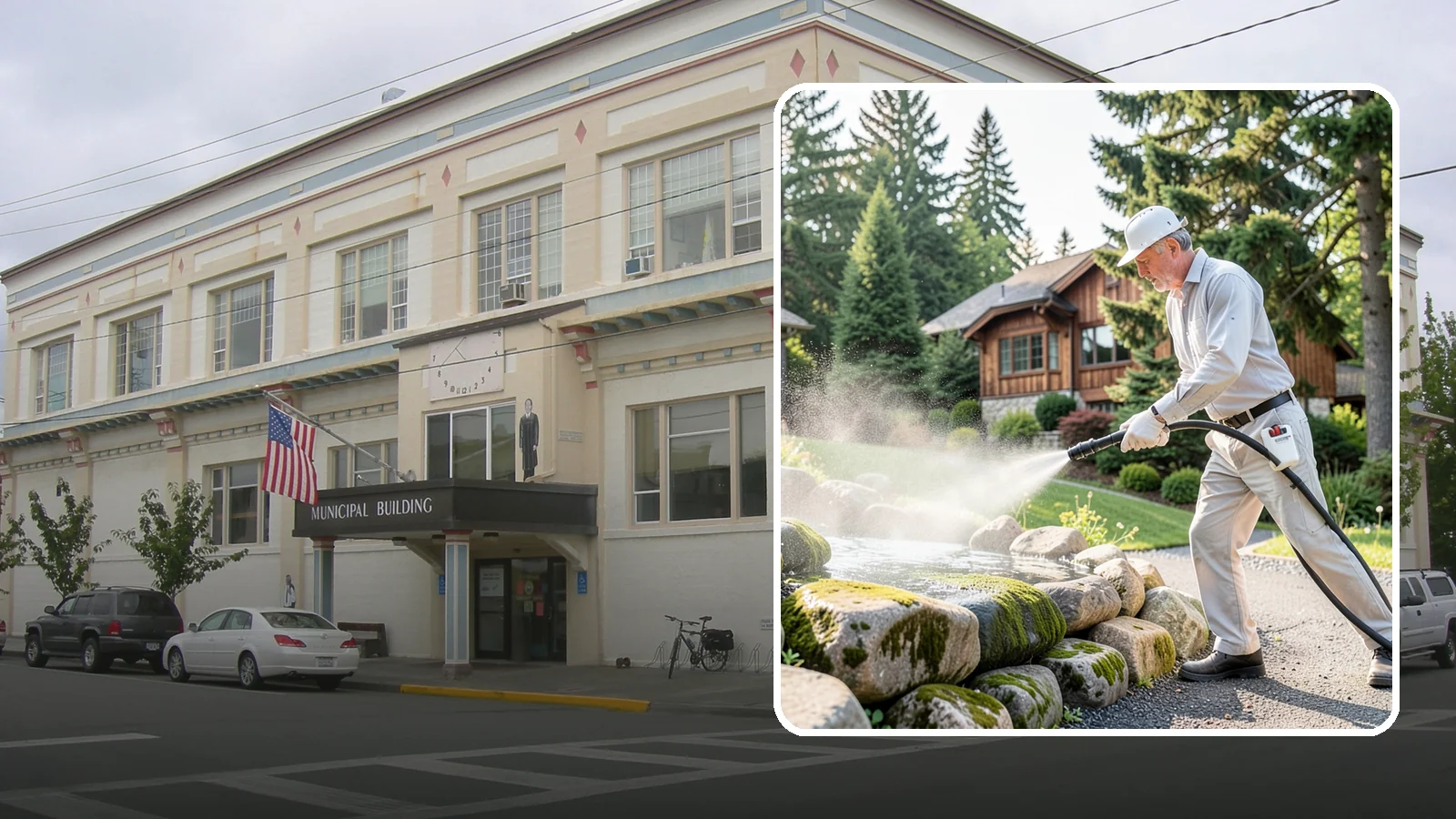 Decorative Rock Cleaning in Anacortes, Skagit County, WA - We clean decorative and landscape rock in Washington to wash out algae, mud, and organic buildup between the stones.