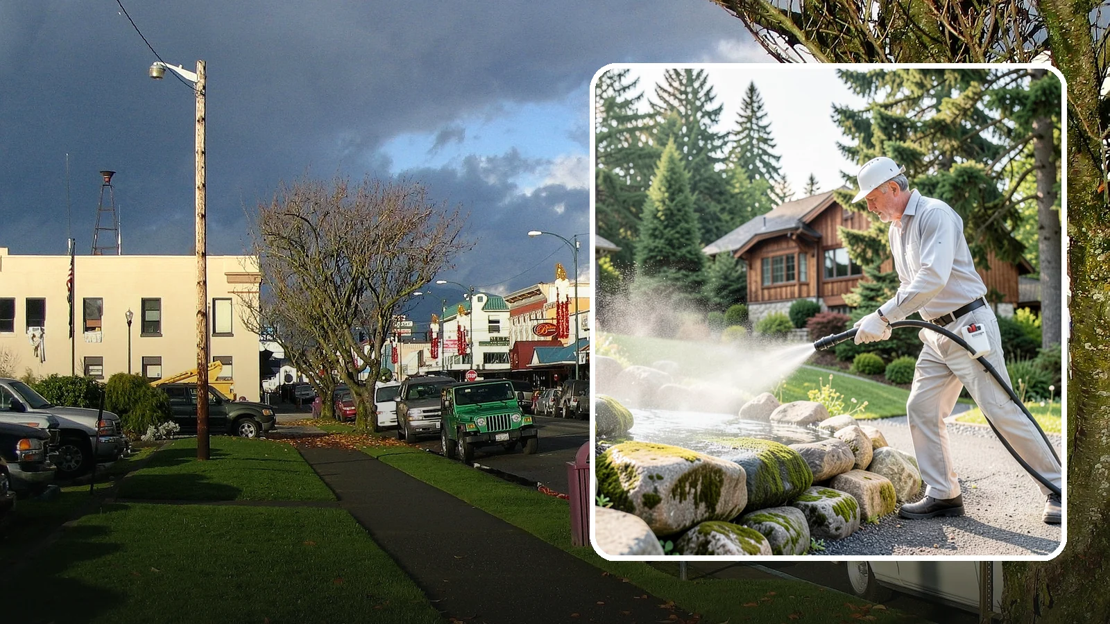 Decorative Rock Cleaning in Arlington, Snohomish County, WA - We clean decorative and landscape rock in Washington to wash out algae, mud, and organic buildup between the stones.