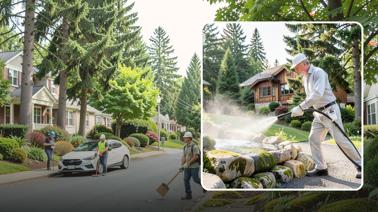 Decorative Rock Cleaning in Beaux Arts Village, King County, WA - We clean decorative and landscape rock in Washington to wash out algae, mud, and organic buildup between the stones.