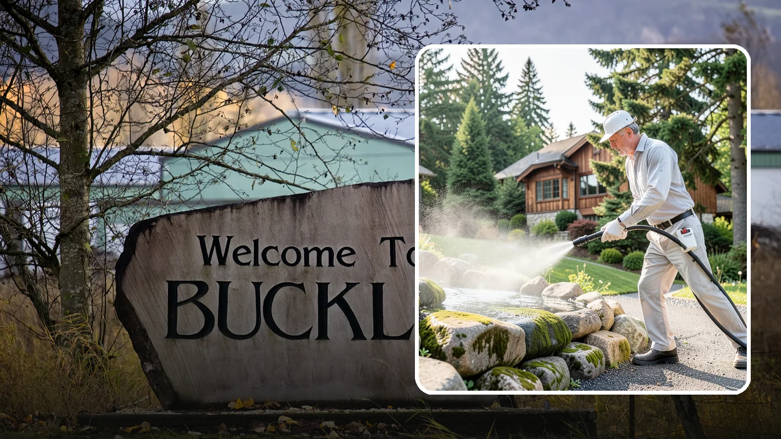 Decorative Rock Cleaning in Buckley, Pierce County, WA - We clean decorative and landscape rock in Washington to wash out algae, mud, and organic buildup between the stones.