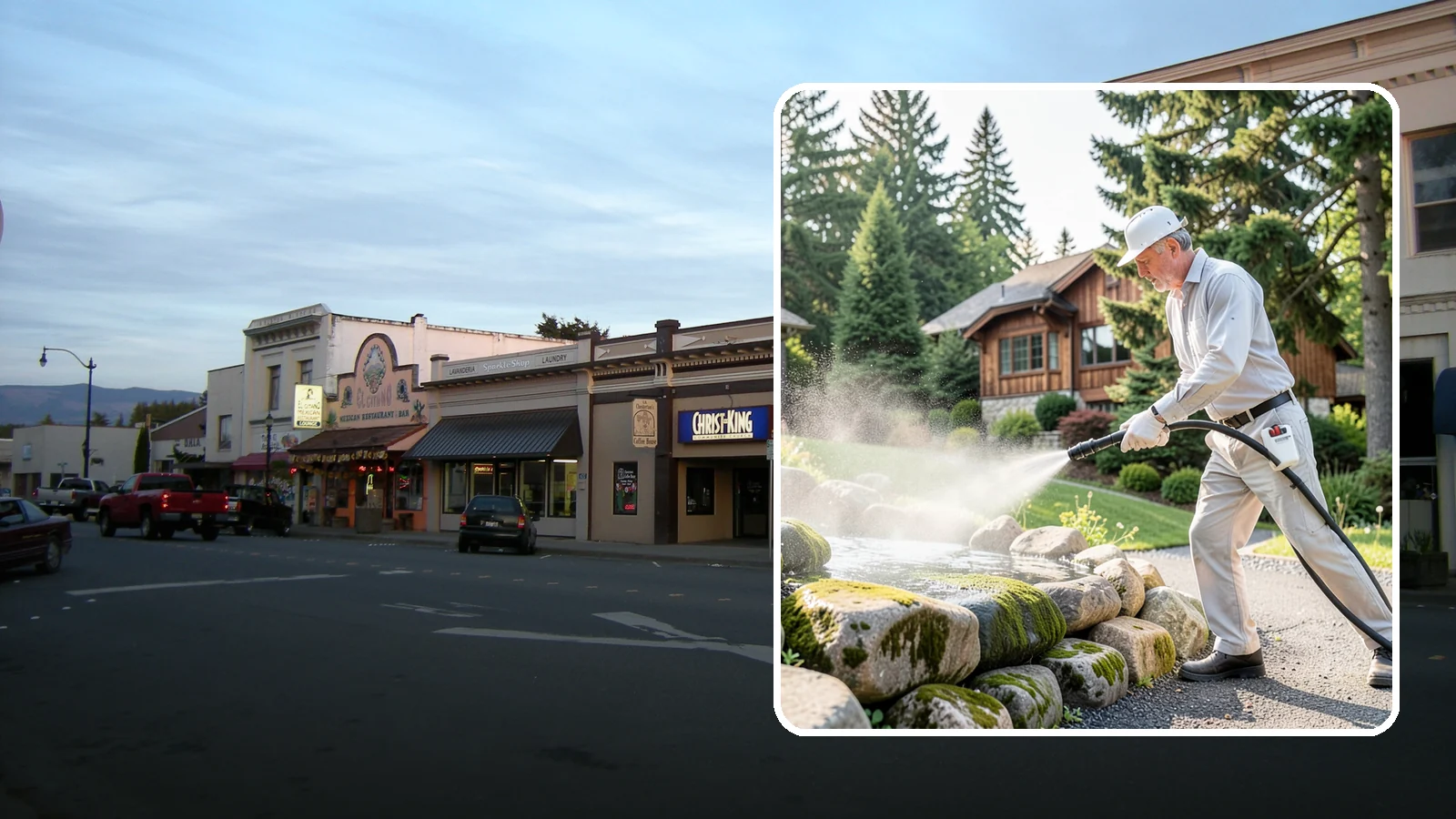 Decorative Rock Cleaning in Burlington, Skagit County, WA - We clean decorative and landscape rock in Washington to wash out algae, mud, and organic buildup between the stones.