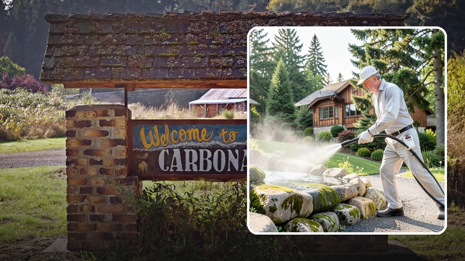 Decorative Rock Cleaning in Carbonado, Pierce County, WA - We clean decorative and landscape rock in Washington to wash out algae, mud, and organic buildup between the stones.