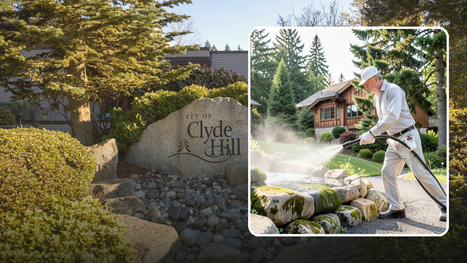 Decorative Rock Cleaning in Clyde Hill, King County, WA - We clean decorative and landscape rock in Washington to wash out algae, mud, and organic buildup between the stones.