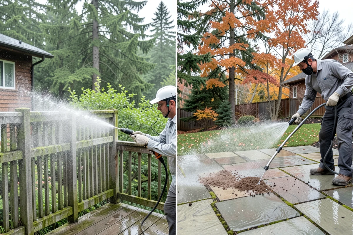 Decorative Rock Cleaning in Concrete, Skagit County, WA - Clear leaves and large debris from the bed