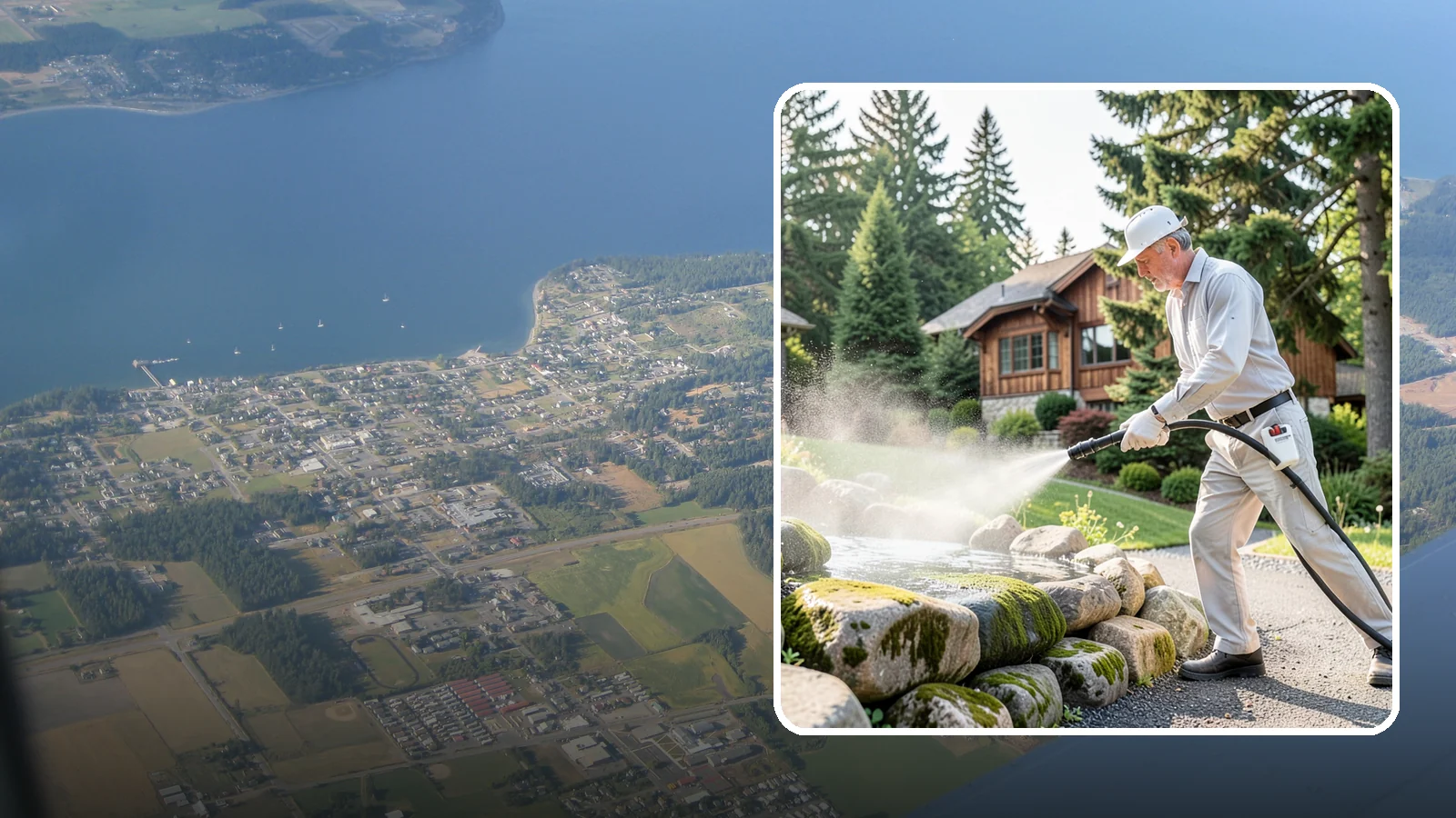Decorative Rock Cleaning in Coupeville, Island County, WA - We clean decorative and landscape rock in Washington to wash out algae, mud, and organic buildup between the stones.