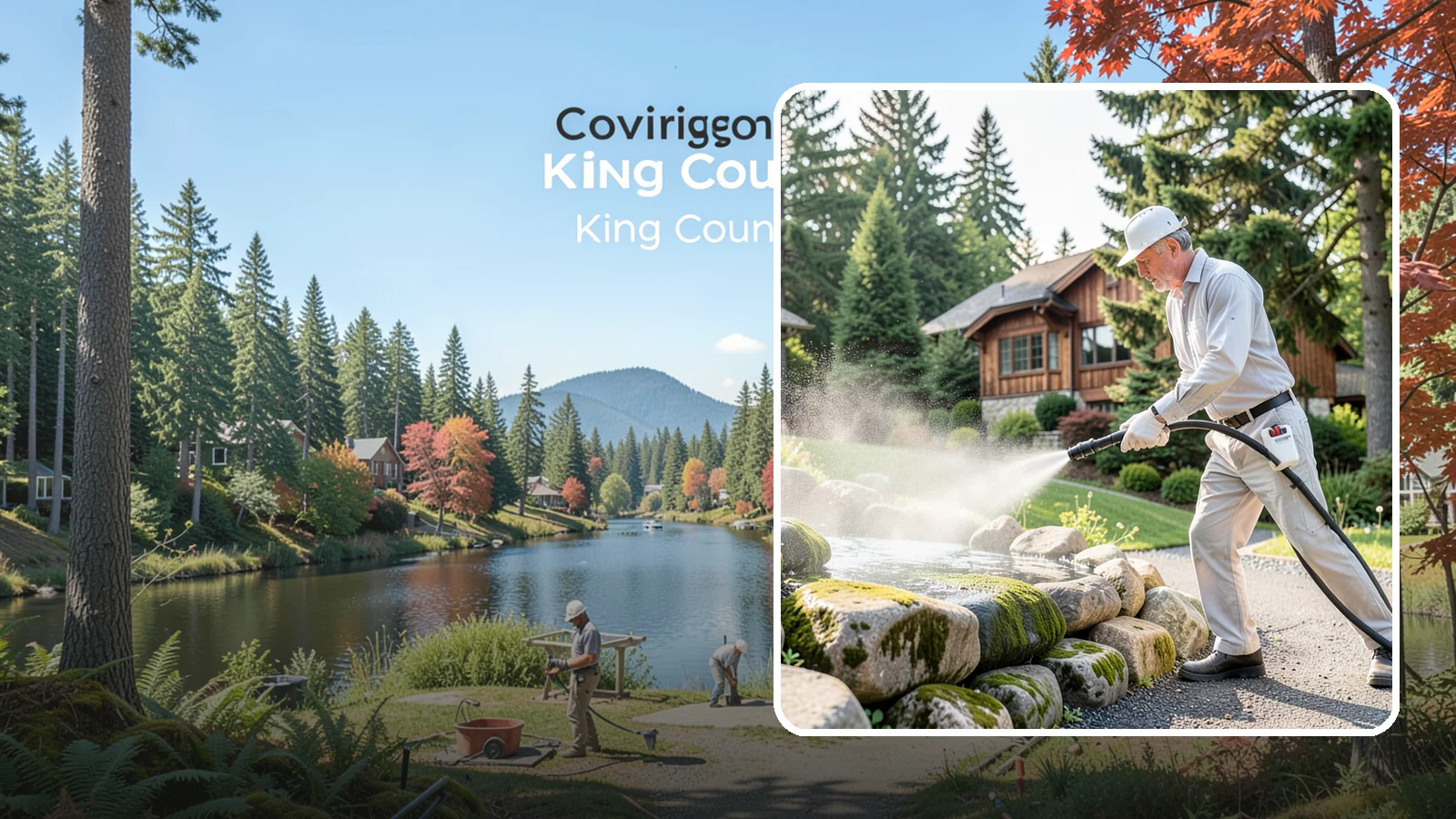 Decorative Rock Cleaning in Covington, King County, WA - We clean decorative and landscape rock in Washington to wash out algae, mud, and organic buildup between the stones.
